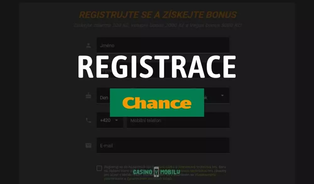 Chance Vegas casino online registrace – krok po kroku aneb jak získat 200 Kč zdarma