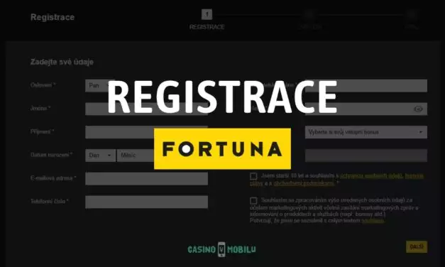 Online registrace s bonusem ve Fortuna Vegas casinu z mobilu krok za krokem
