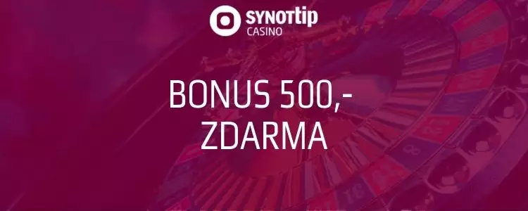 Bonus kasino online untuk pendaftaran di Synottip CZK 500 gratis