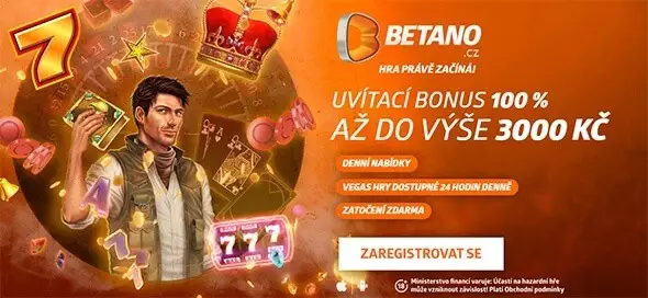 Betano casino - vstupní bonus až 3 000 Kč